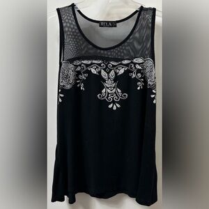 Black Embroidered Women's Tank Top
